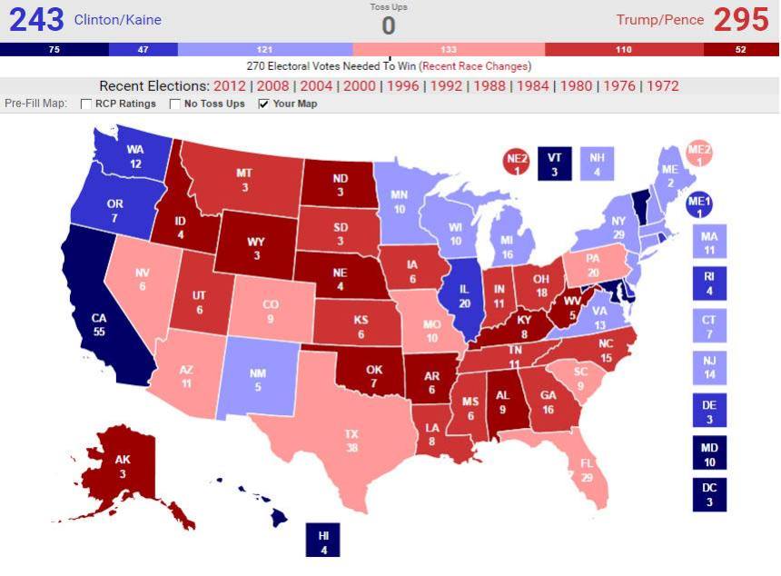 2016 US Presidential Election Electoral College Projection Map - William Stickevers and Political Contest Horary Dream Team